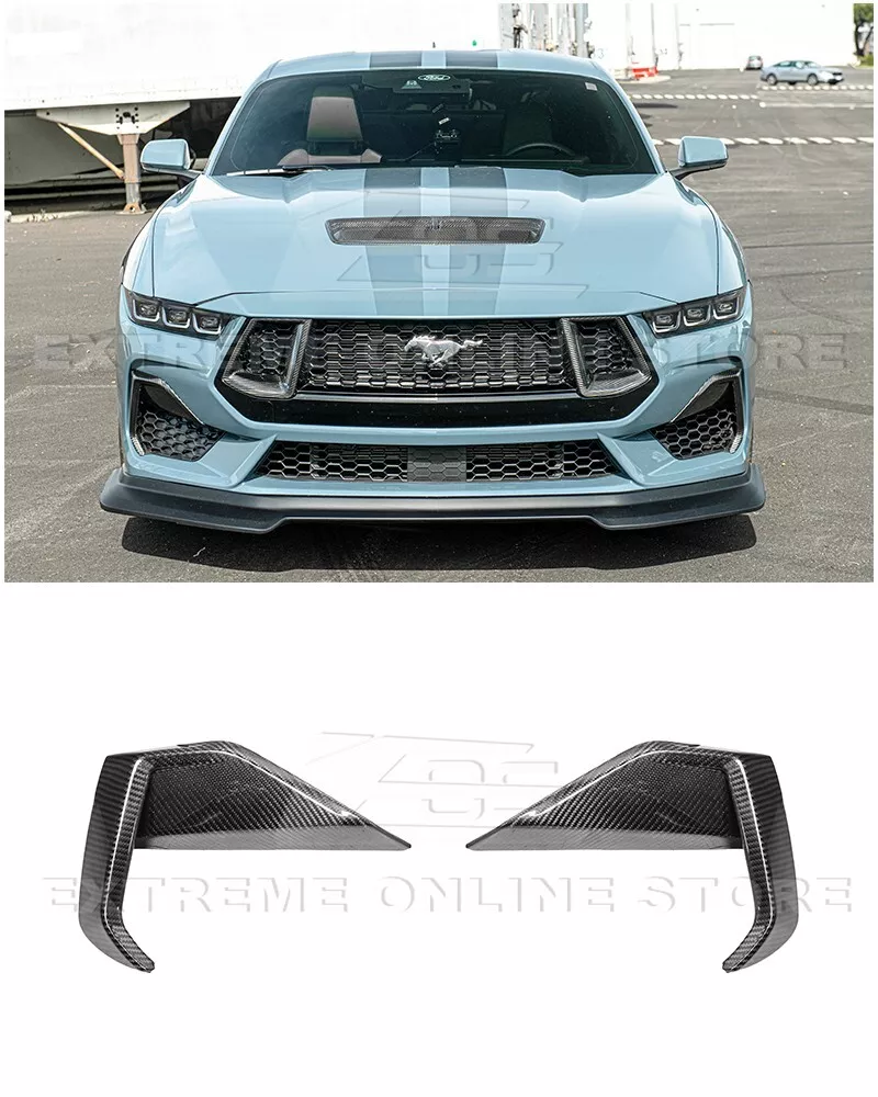 Dry Carbon Fiber Front Lower Side Grille Cover Inserts