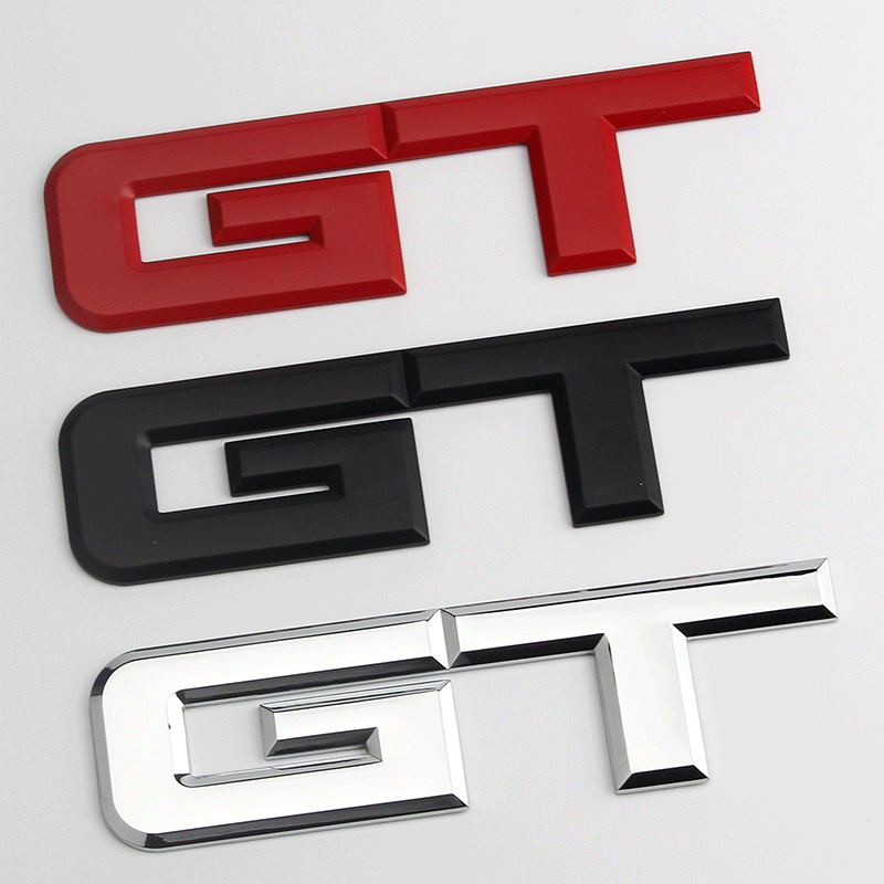 Ford Mustang GT Logo Aufkleber  Schwarz  Rot , Chrom